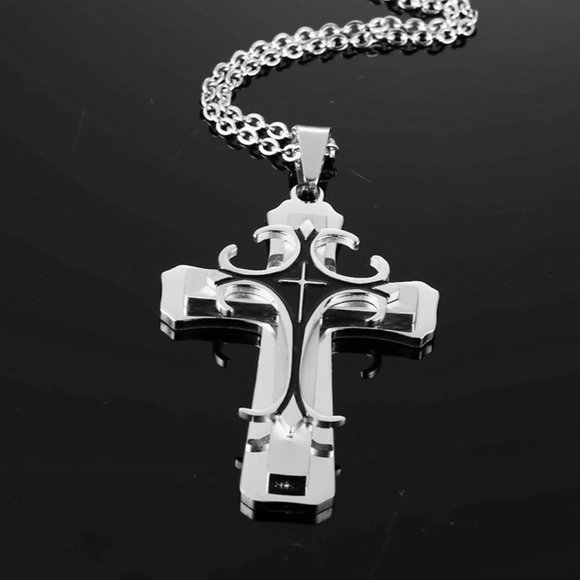 ❤️Fashion Multi-layer Cross Pendant Necklace for women/men, N90201P149 - Picture 4 of 5